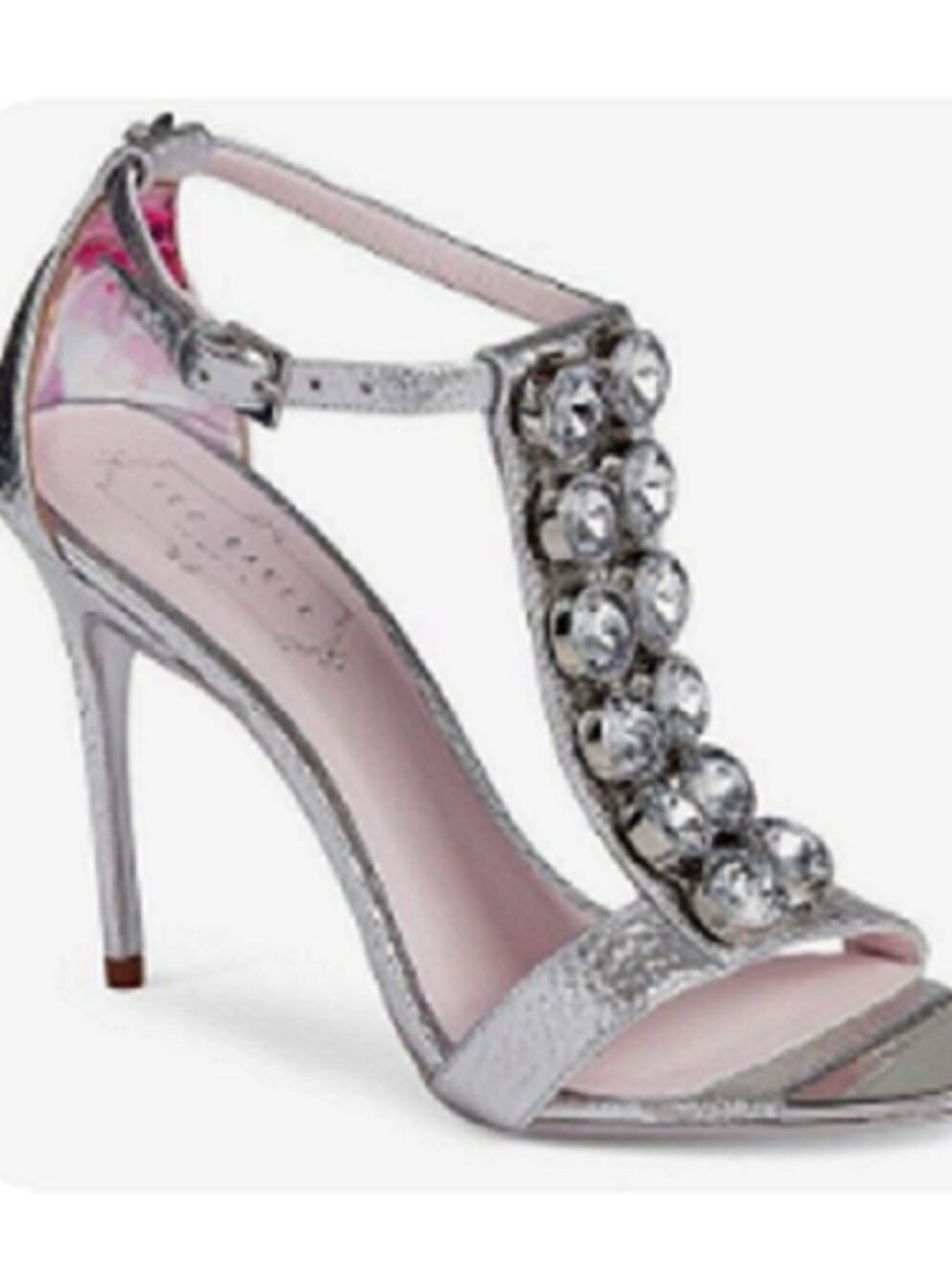 Ted Baker Women's Maithar Dress Sandal Silver, with Bejewelled Stones